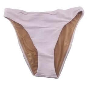 J Crew Ribbed Bikini Bottom Pink High Rise Cheeky Size Small BE808 New